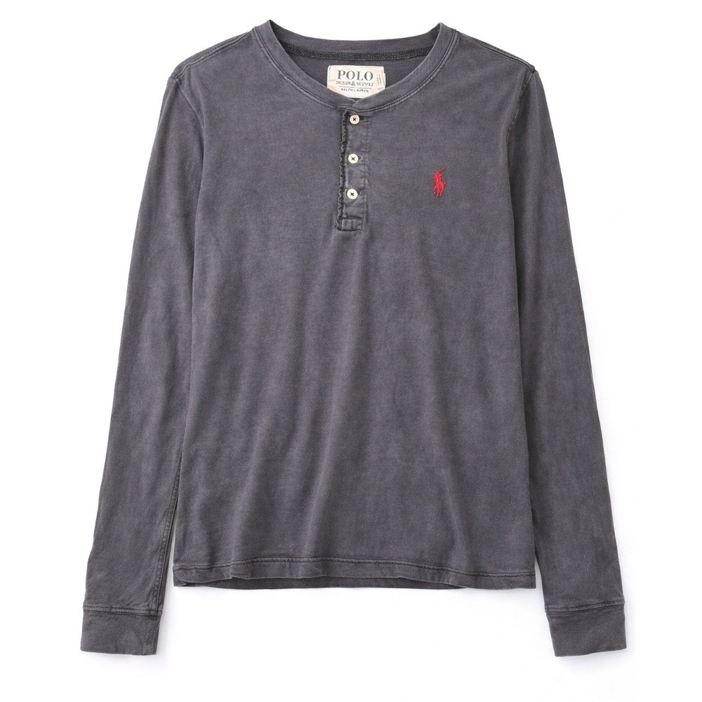 Polo Ralph Lauren Henley Shirt Gray Long Sleeve Classic Logo L
